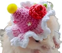 Vista 15 de Sombrero de hámster, mini animales pequeños con correa ajustable, encantadores sombreros pequeños de punto a mano para lagarto, conejillo de indias