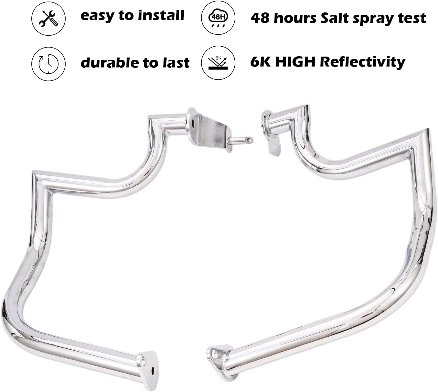 Kinglemc Mustache Engine Guard Highway Crash Bar for Suzuki Boulevard M109 M109R 06-2025 (Silver)