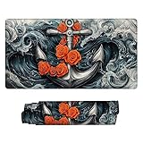 マウスパッド 大型 600 x 300 x 3mm ゲーミングマウスパッド 防水 デスクマット 滑り止めゴム底 おしゃれ キーボードパッド 快適操作性 ゴム底 洗える 耐洗い表面 耐久性 超高密度繊維 仕事 ゲーム オフィス ホーム用 男性用デスクトップアクセサリー （バラ船錨) o-554