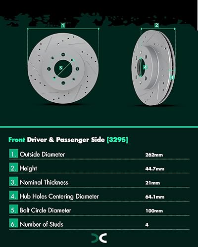 Miniatura 366 de SCITOO Juego de 2 frenos de freno ranurados traseros para Chrysler Town & Country, 08-16 para Dodge Grand Caravan, 09-13 para Dodge Journey, 12-15