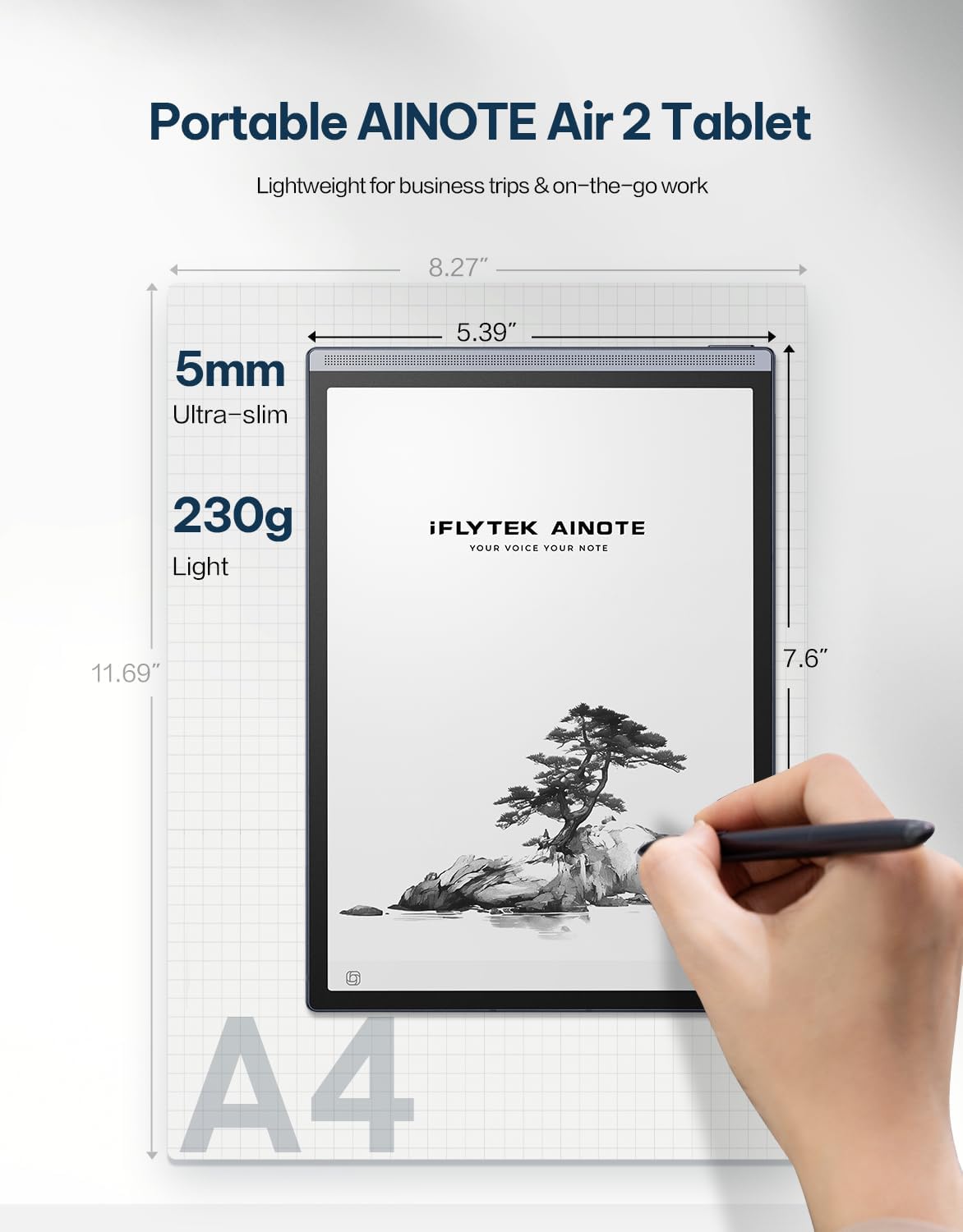 AINOTE Air 2, 8.2" AI Smart E Ink Tablet with Stylus & Adjustable Light, AI Model-Powered Multi-Language Transcription, Paper Note-Taking Tablet Digital Notebook Schedule Management for Meetings Study — view 7