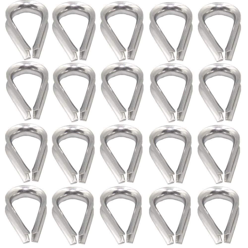 YAMASO 20pcs 1/4'' M6 Stainless Steel Thimble for Diameter Wire Rope Cable Thimbles Rigging