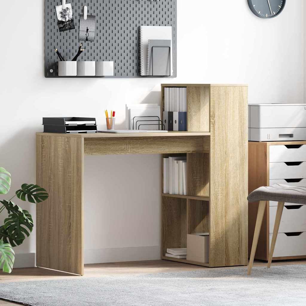 Hothingwell Computer-Schreibtisch, 108 x 55 x 103,5 cm, Holz | Mit Regalböden, minimalistisches Design, einfach zu montieren, Reinigung mit feuchtem Tuch
