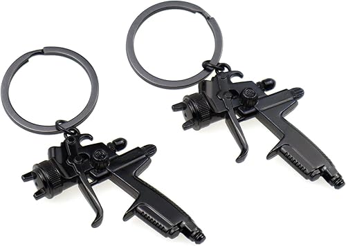 beyondcity 2 llaveros de metal negro con pintura en aerosol, color plateado, Plateado, L