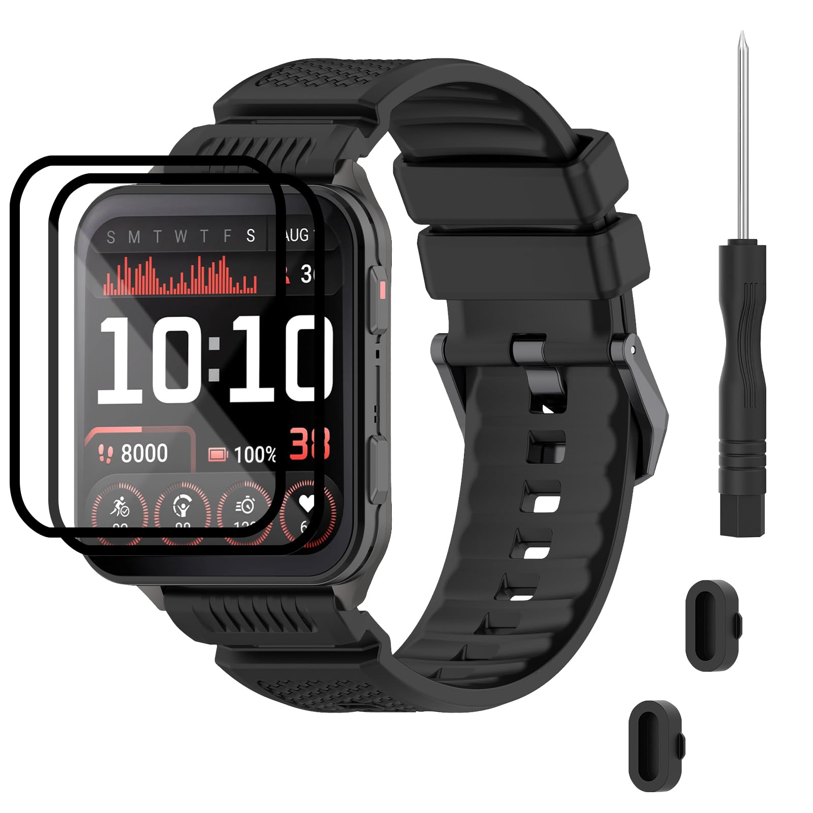 TopPerfekt Straps Compatible for Garmin Venu X1, Soft Silicone Watch Strap, Waterproof Adjustable Sport Replacement Wristbands for Venu X1 Smartwatch for Women and Men (Balck)