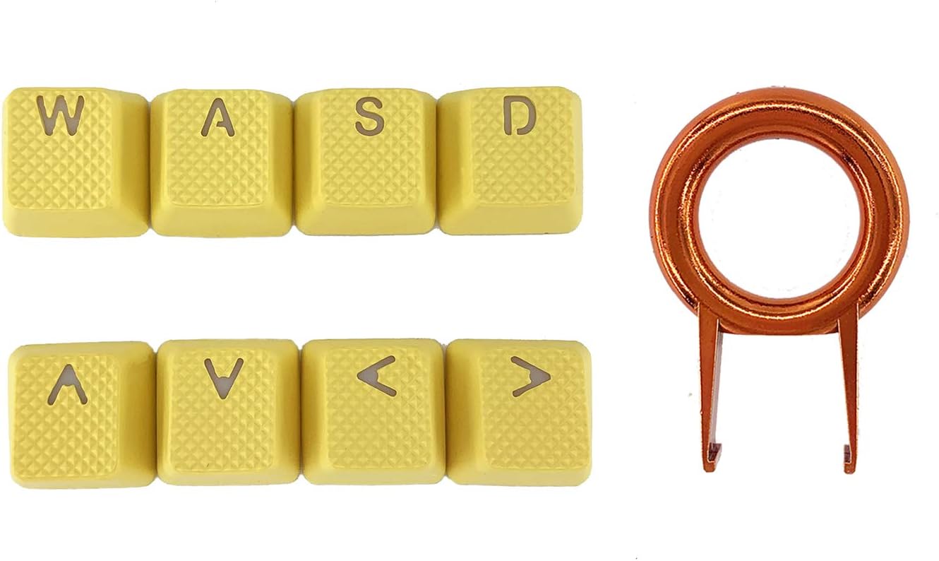 Tai-Hao Rubber Gaming Backlit Keycaps Set - 8 Keys Rubberized DoubleShot Key Caps for Cherry MX Mechanical Keyboards Compatible OEM Include Key Puller (Yellow-8 Keys)