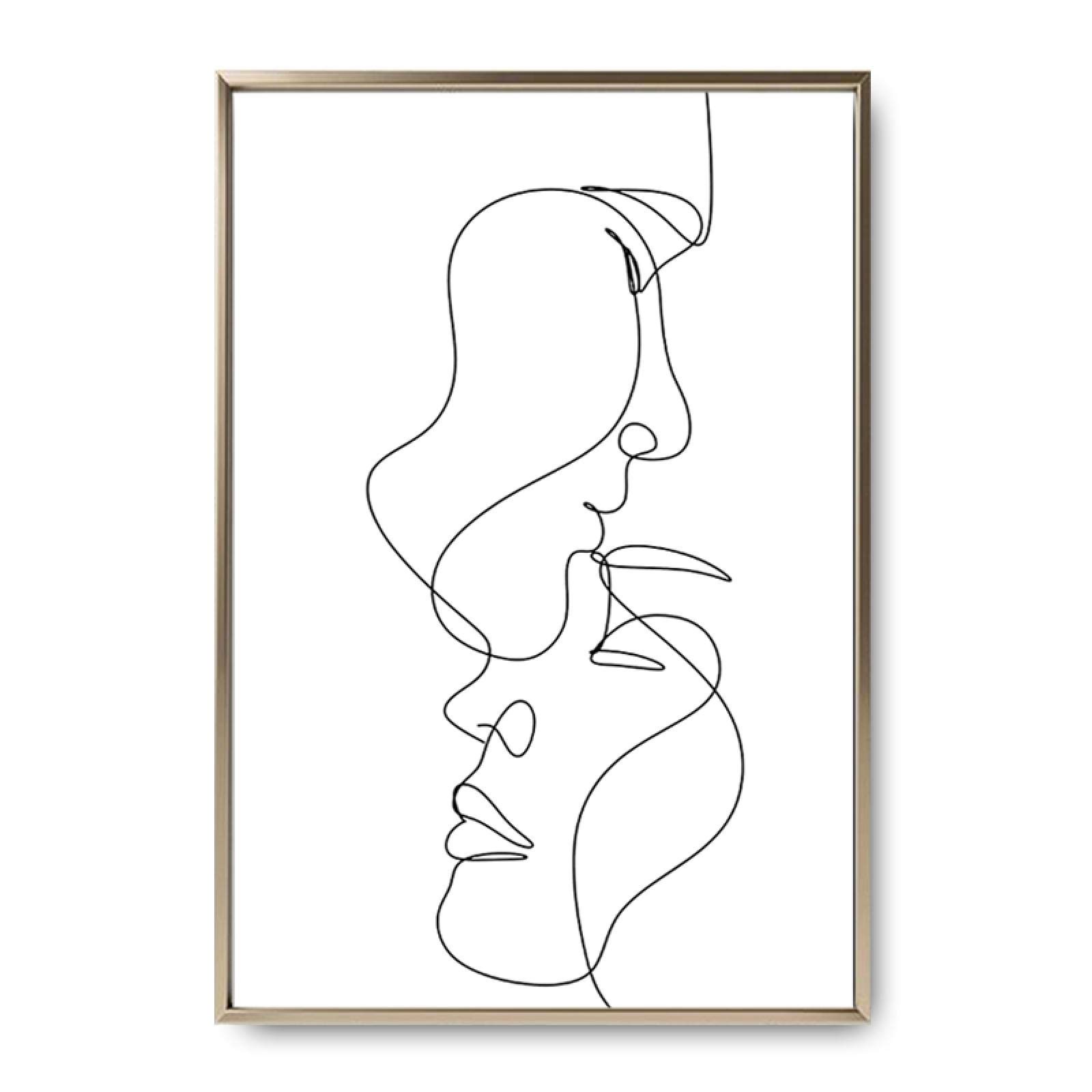 Arte de pared nórdico Abstract Lady Line Arte de pared Lienzo Pintura Figura Cuerpo Carteles e impresiones Decoración moderna para sala de estar 50x70cm (20x28in) x3 Con marco