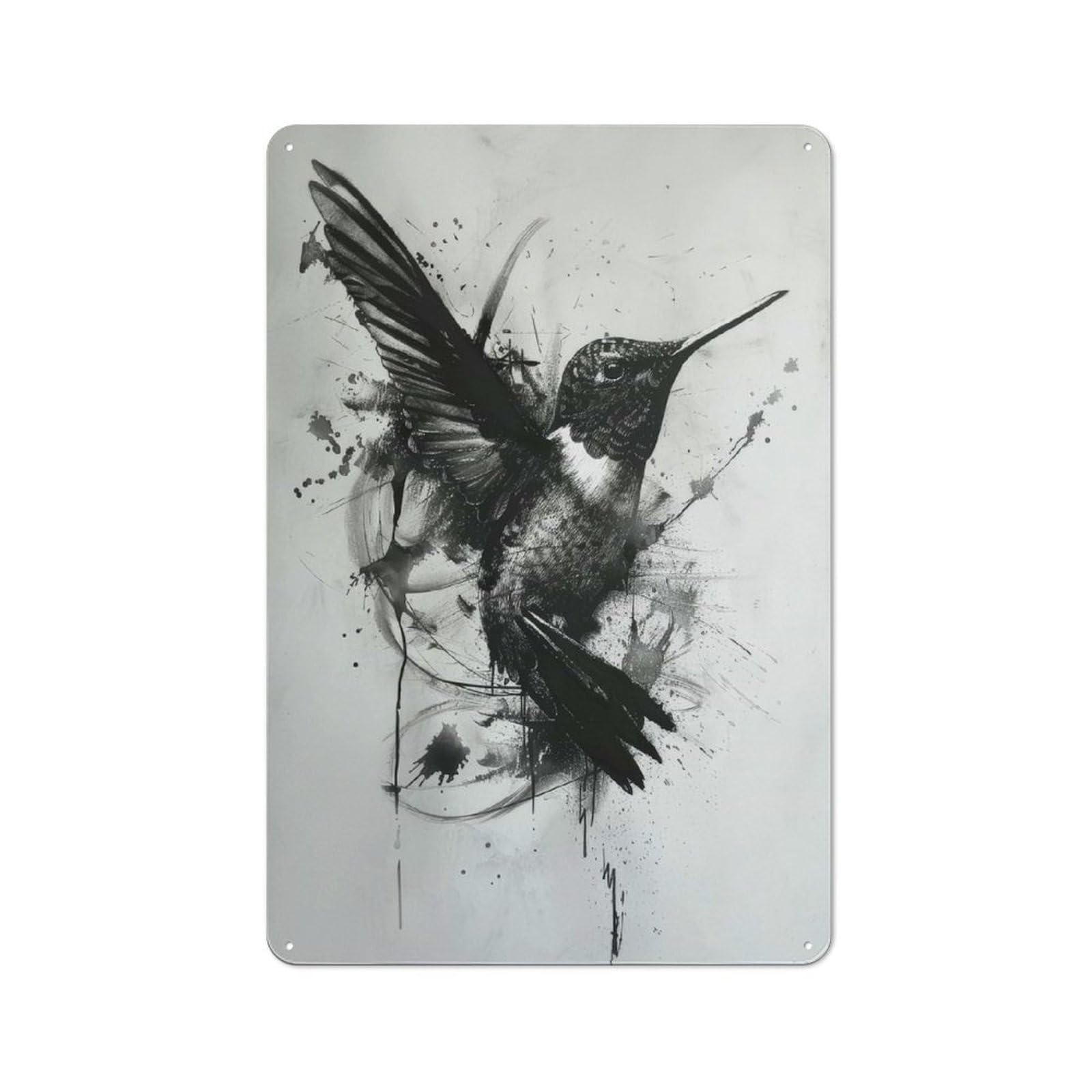 The Hummingbird Retro Metal Wall Sign 30x20cm for Hobby Room Or Studio, for Garage, Workshop And Man Cave Decoration