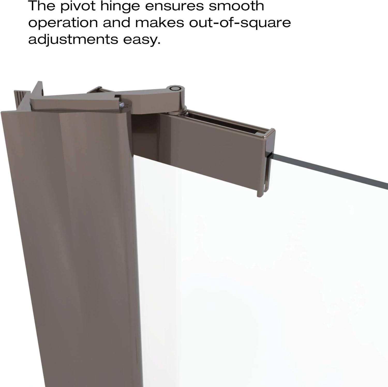 Basco Armon 26.625 to 28.125 in. width, Semi-Frameless Pivot Shower Door, AquaglideXP Clear Glass, Oil Rubbed Bronze Finish