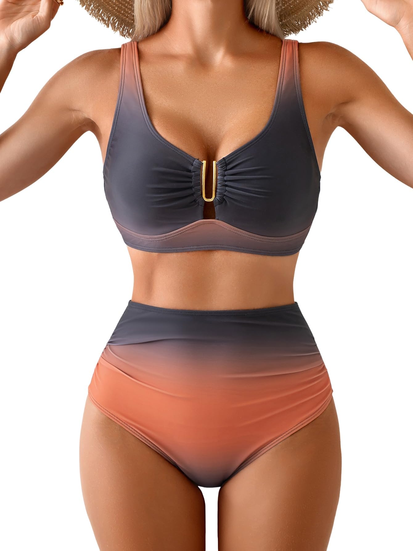 Eomenie High Waisted Bikini Sets for Women Tummy Control U Wired Swimsuit