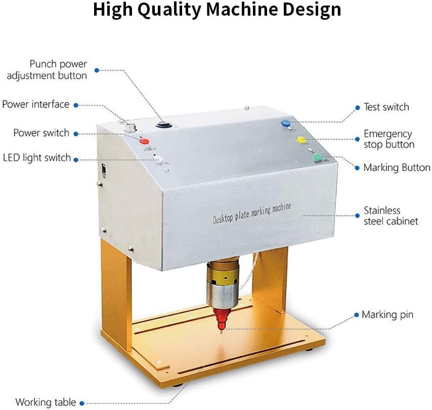 HeatSign Metal Tag Engraving Stamping Machine，HS-DE05 Desktop Electric Nameplate Label Engraver Marking Printer for Home and Business/Industrial
