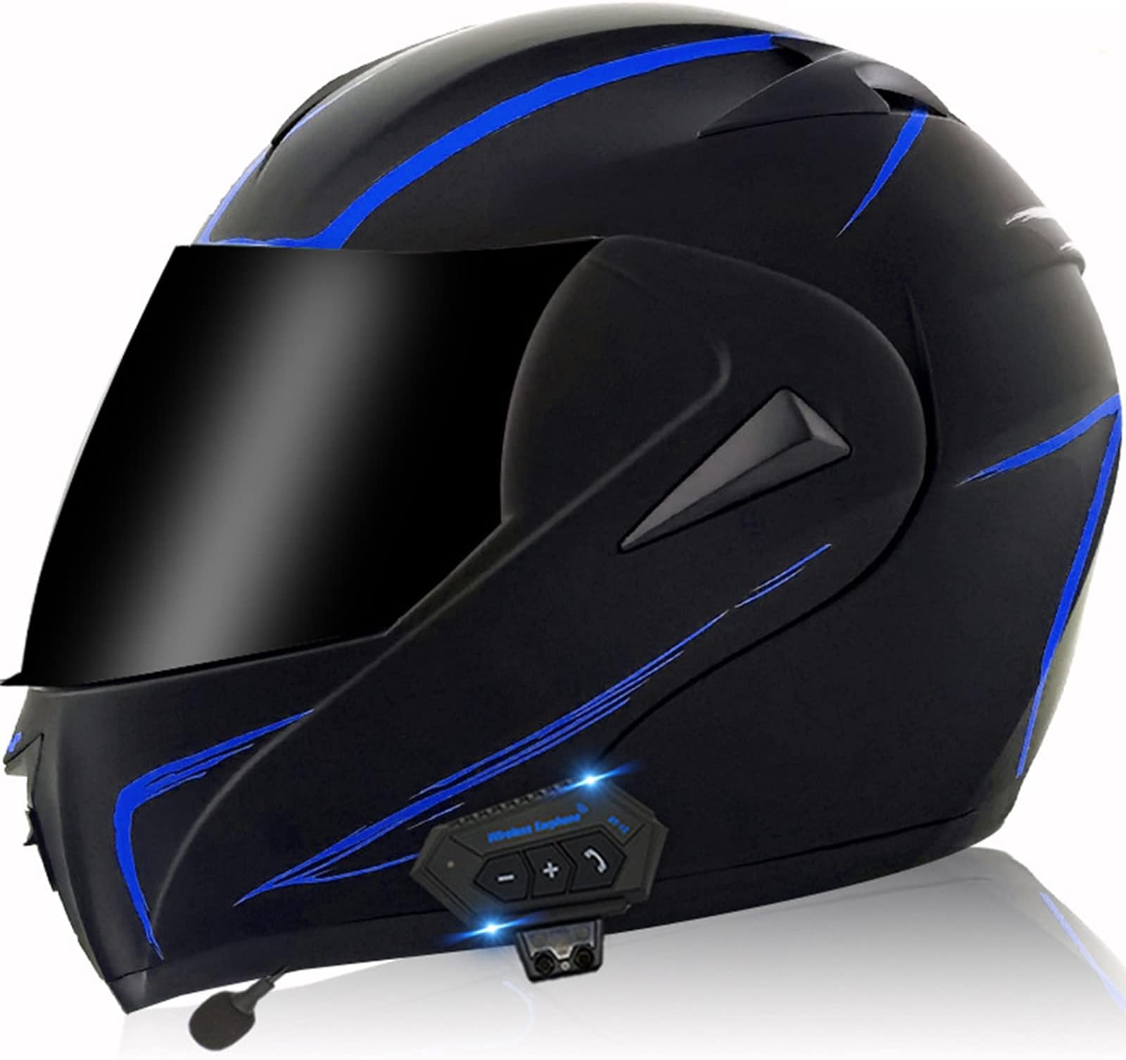 Full Face Motorcycle Helmet Bluetooth Modular Motorcycle Helmet Double Visor Anti-Fog Lens DOT Approved Motorbike Moped Street Bike Racing Crash Helmet for Men and Women