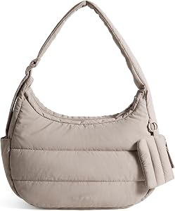 Geantă de umăr hobo pufos pentru femei bagsmart cu portofel mic, geantă de mână ușoară tip crossbody
