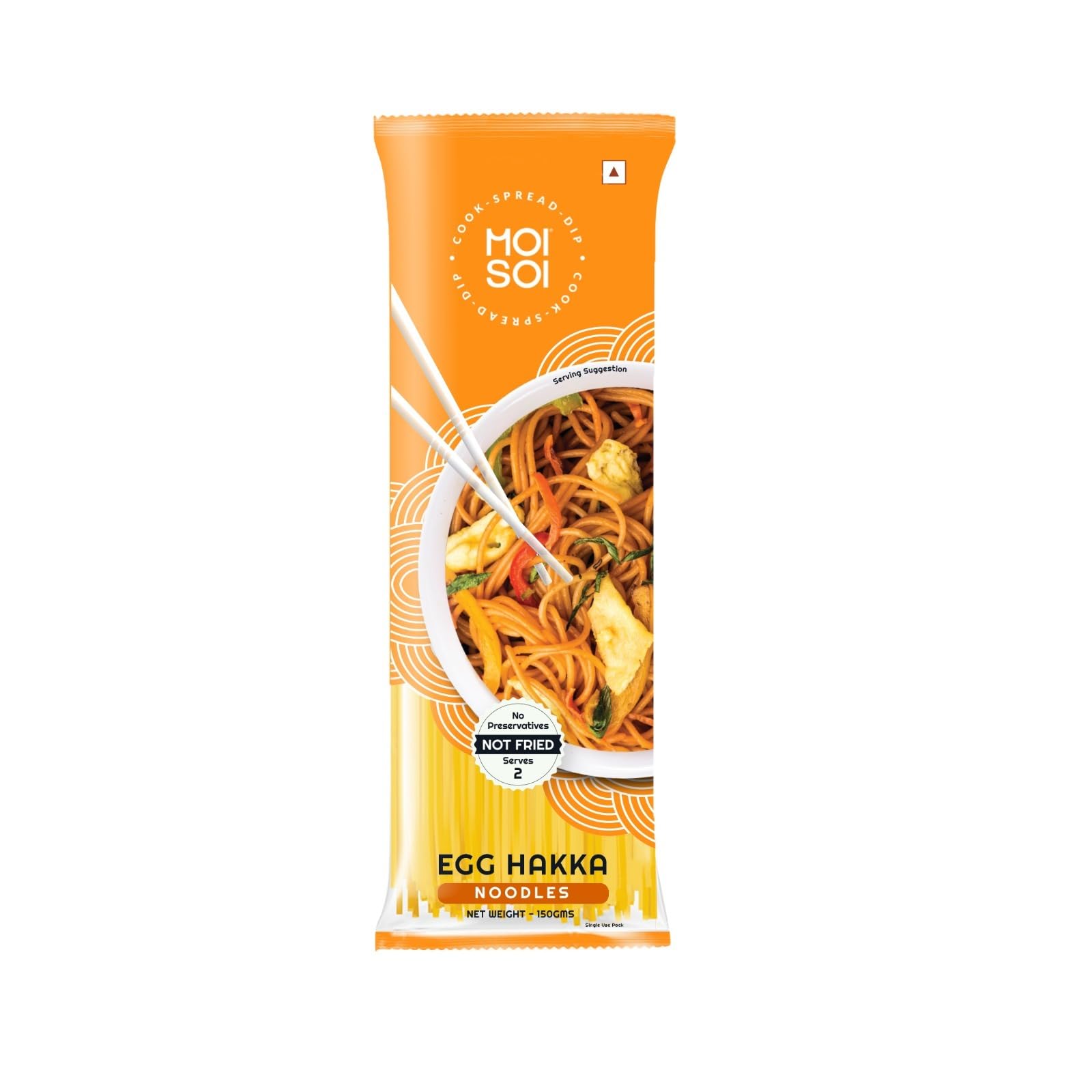MOI SOI Chinese Egg Hakka Noodles | Pack of 1 | 150g | No Preservatives | Air-Dried, Not Fried | Restaurant-Style Taste in 10 Minutes | Serves 2