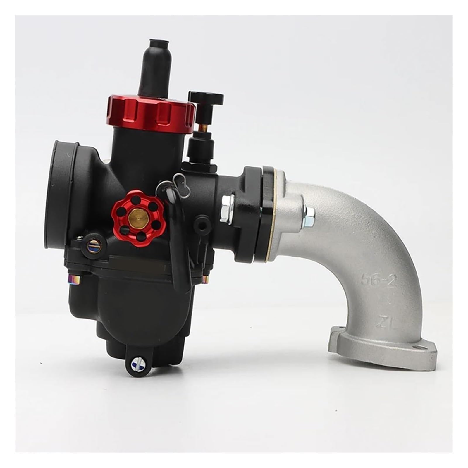 2T 4T Kit De Carburador para Motocicleta con Brida PE Y Tubo Entrada Curva Juego Codos Aire Frío Inyectores Carburador Repuesto Moto(22mm Black Kit)