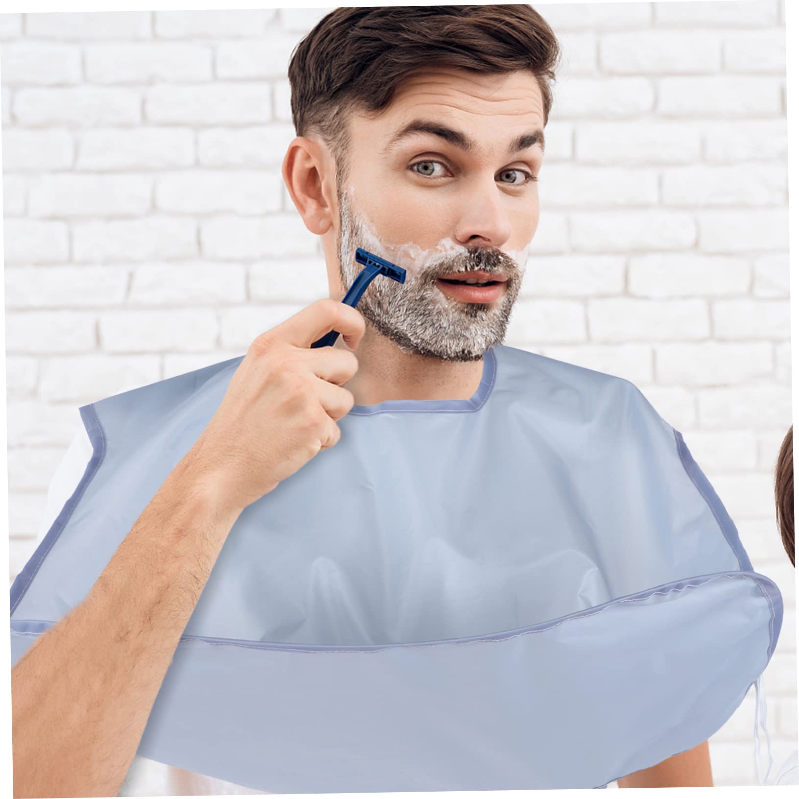 minkissy 2 delantales de tela de afeitar para mujer, delantal de corte de pelo, capa de peluquería, kit de coloración del cabello, kit de afeitado para barba, práctico delantal de barba, babero de
