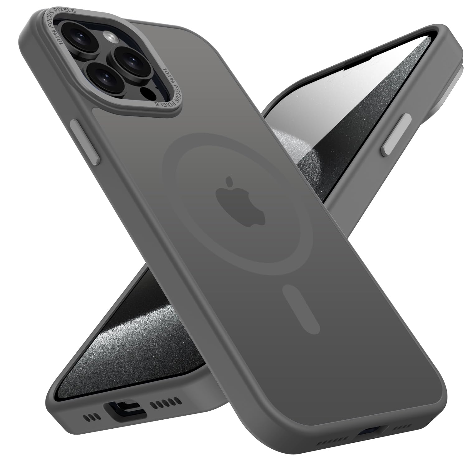 Coque iPhone 13 Pro MagSafe KPPIT antichoc givrée gris titane