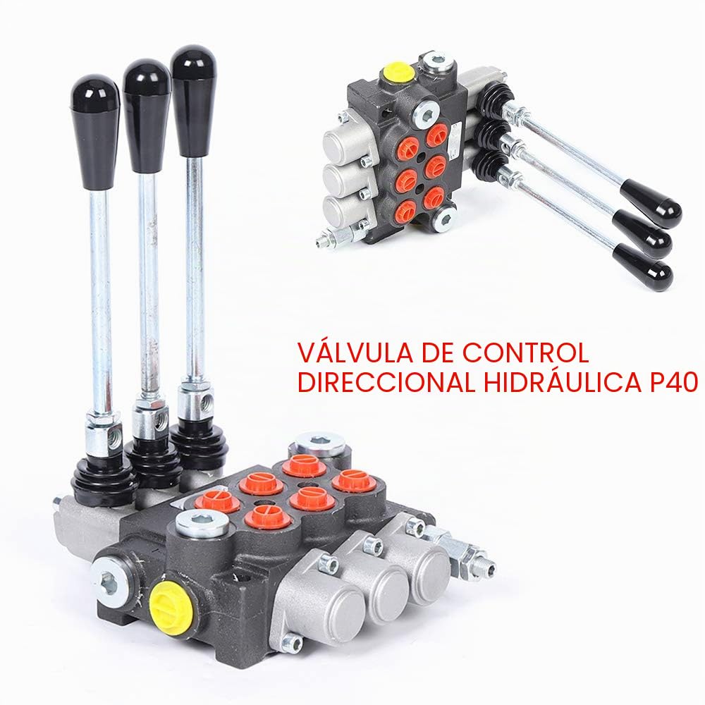 Válvula hidráulica 3P40, válvula de control 3 Spool P40, válvula direccional monobloque de 13 GPM, control hidráulico del tractor