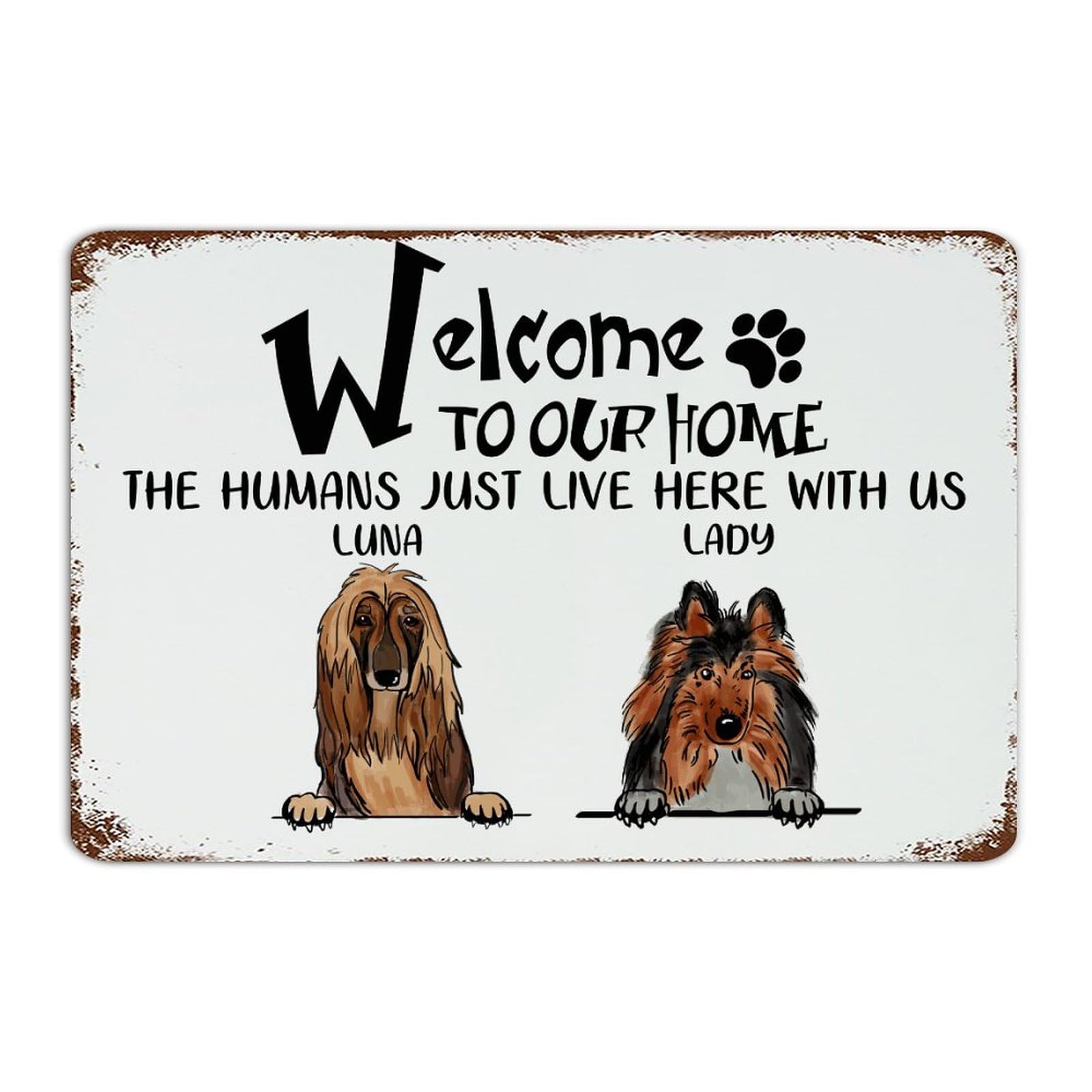Plaque en métal rétro Welcome pour embellir votre terrasse et accueillir vos invités avec humour