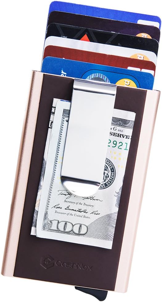 Metal Wallet - CashNox RFID Blocking Business Credit Card Holder Aluminum Automatic Pop-up Card Case
