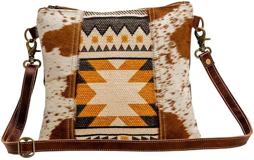 Myra Bag Aztec Purse for Women - Canvas Bag with Real Leather Detailing, Boho Handbags for Women, Cute Western Purse