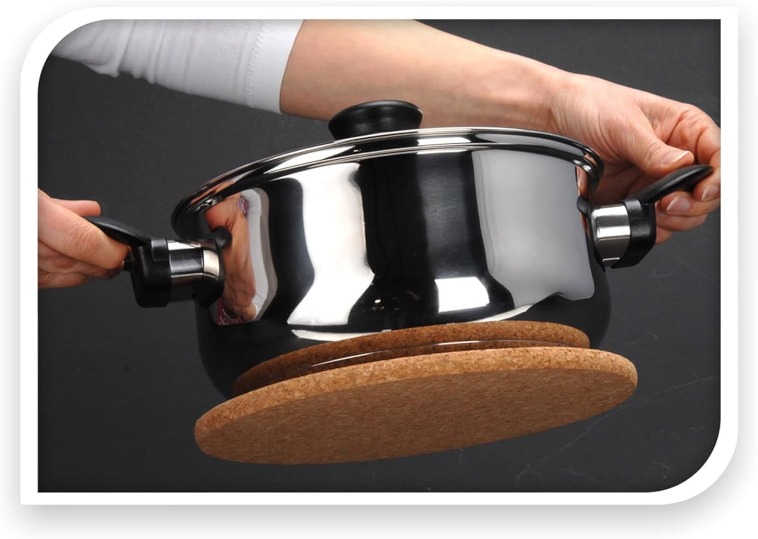 Dessous de Plat Magnétique Rond en Liège Ø 21cm | Protection Chaleur & Rayures pour Casseroles et Poêles - Image détaillée