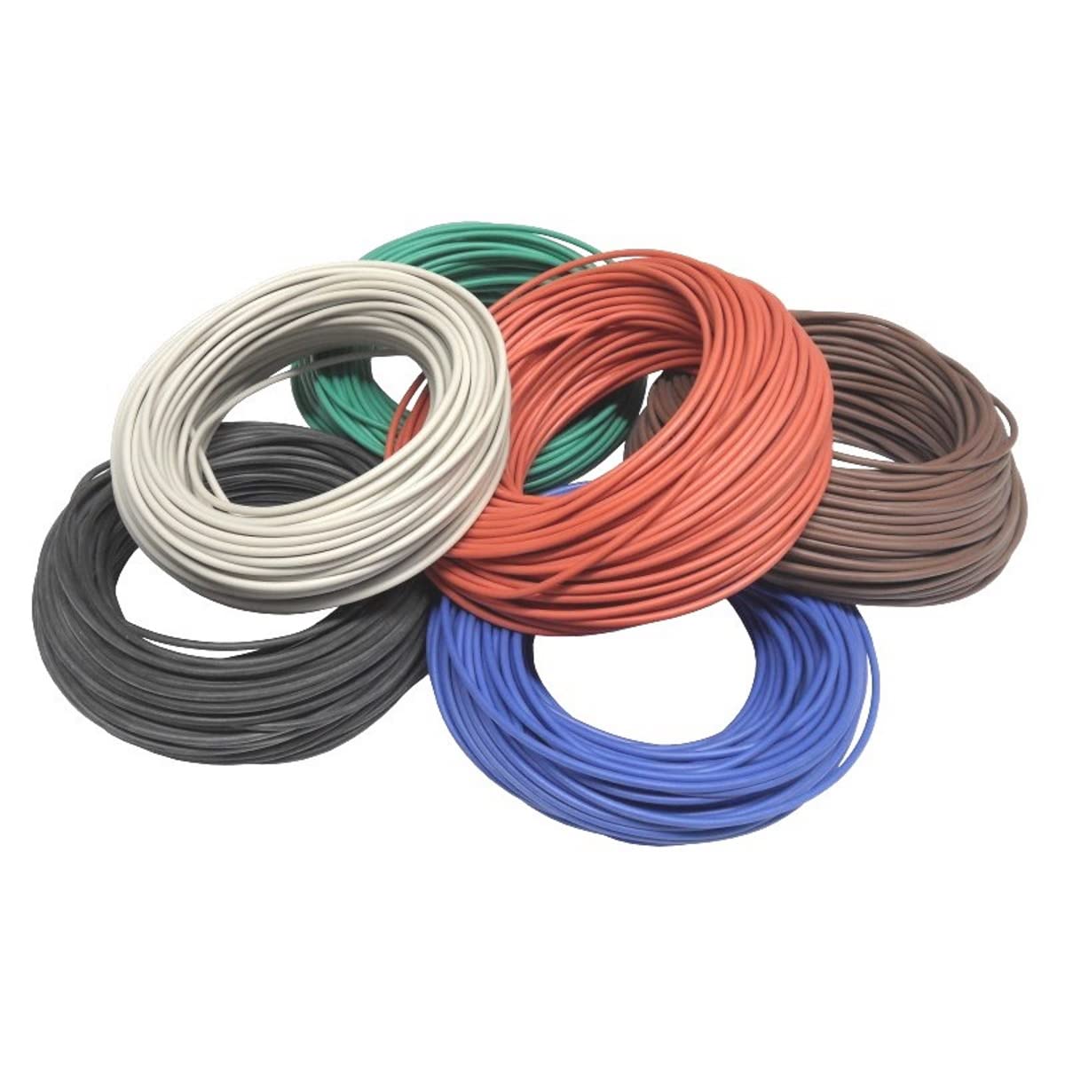 Xenterio SiF Silikon Schaltlitzen-Sortiment, hitzebeständig/kältebeständig,1,5mm², 7x 25m Ringe (rot/schwarz/grün/blau/braun/weiß)