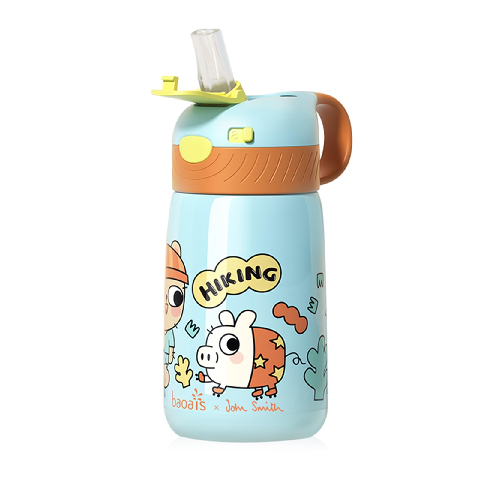 John Smith Isolierte Edelstahl-Wasserflasche 1,5 L – Mit Strohhalm, Auslaufsicher, Hält 24h Kalt