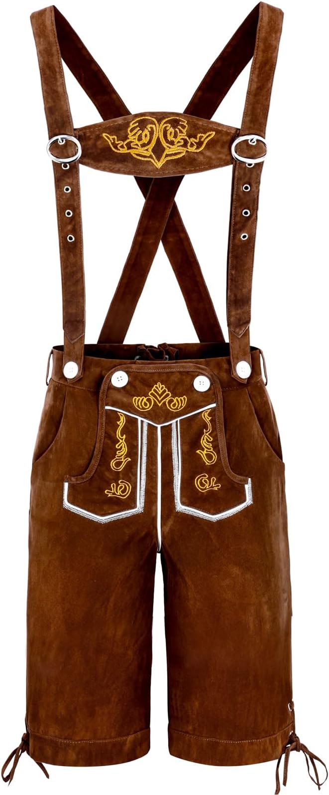COSAVOROCK Mens Bavarian Oktoberfest Costume Short Lederhosen with Suspenders