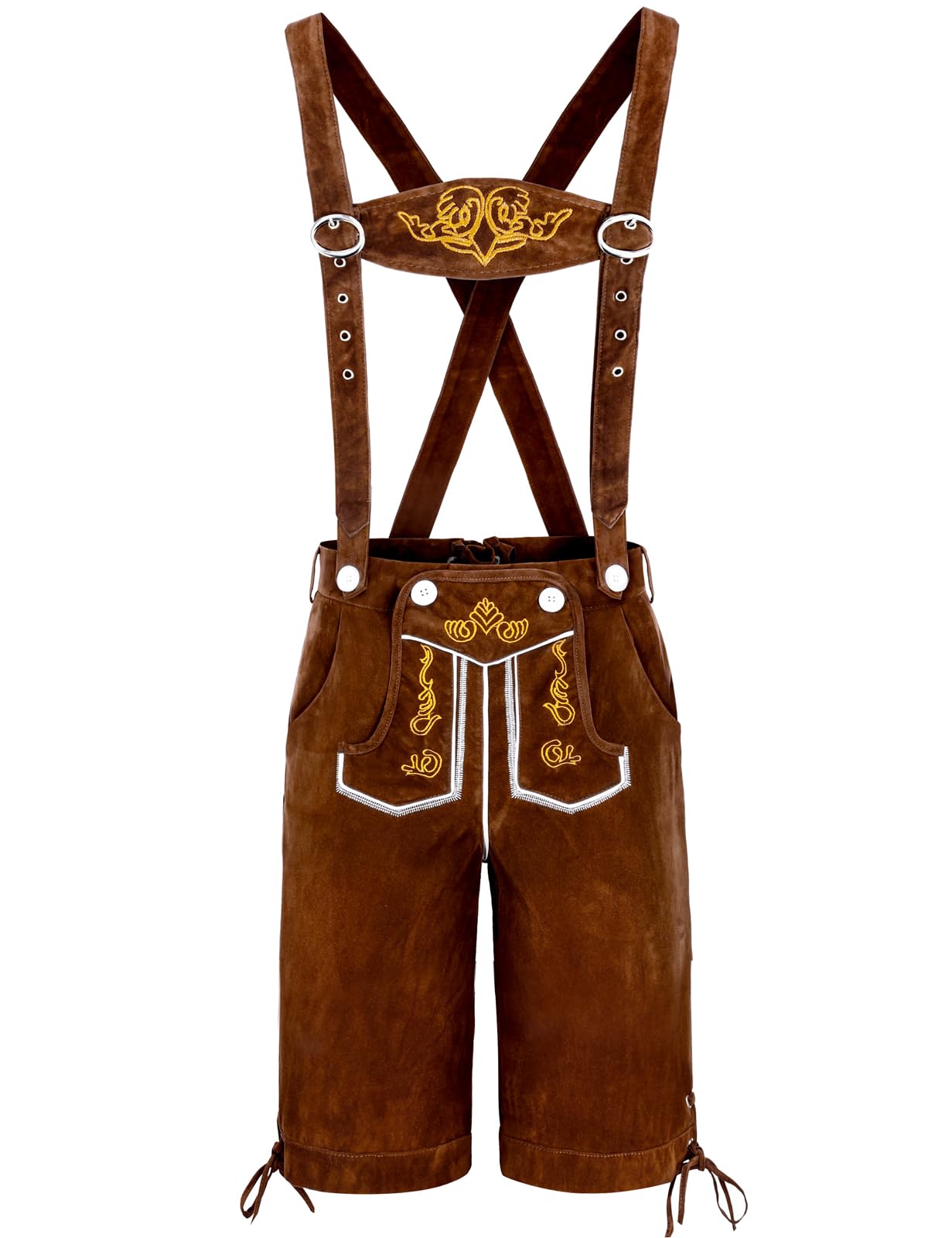 COSAVOROCK Mens Bavarian Oktoberfest Costume Short Lederhosen with Suspenders