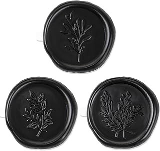 60 Pcs Wax Seal Stickers - Wedding Invitation Accessories Envelope Cards Seal Stickers Vintage Wax Sealing for Wedding Anniversary, Bridal Shower, Christmas (3 Designs in 1 Pack) (Black)