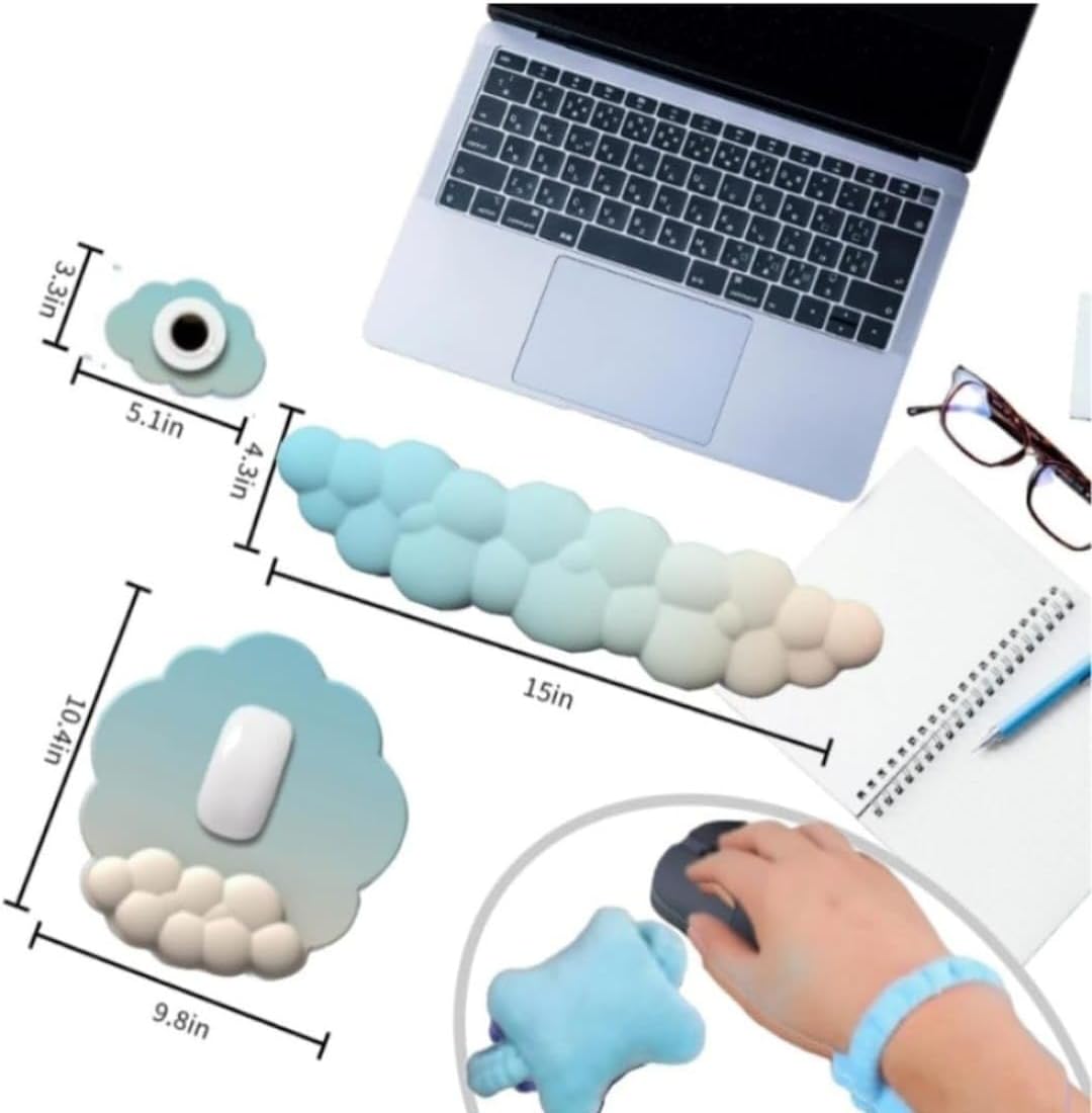 Cloud Memory Foam Keyboard Wrist Rest - Ergonomic Soft Support for Typing, Office, and Gaming Comfort Wrist - Arm Rest Pad for Keyboard (Baby Blue)