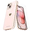 Teageo for iPhone 15 Case with 2 Screen Protector Heart Pattern for Women Girls Luxury Bling Plating Soft TPU Anti-Scratch Shockproof Bumper Phone Case for iPhone 15, Light Pink Teageo for iPhone 15 Case with 2 Screen Protector Heart Pattern for Women Girls Luxury Bling Plating Soft TPU Anti-Scratch Shockproof Bumper Phone Case for iPhone 15, Light Pink