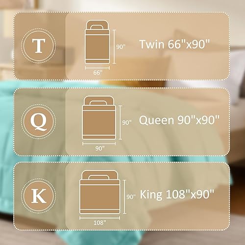 Miniatura 6 de downluxe - Edredón ligero, tamaño King. Edredón alternativo con ribete satinado, color verde menta, 90 x 108pulgadas.