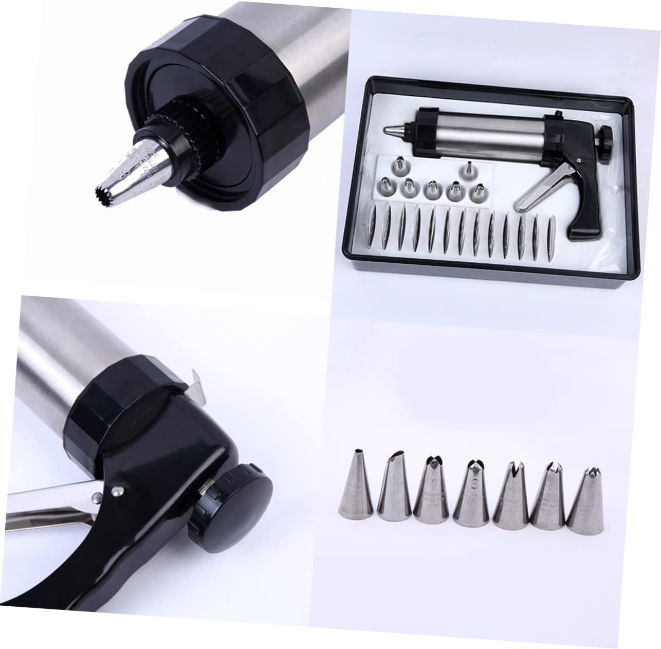 Mikinona 21pcs Cookie Press Set Hand-operated Biscuit Maker Shapes Tips Comfort Grip Dessert Decorator Cake Decorating Supplies