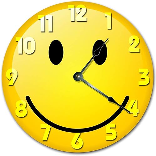 Miniatura 1 de Reloj de cara sonriente de 10.5 pulgadas, cara feliz amarilla, habitación de los niños, reloj de pared grande de 10.5 pulgadas, reloj de decoración