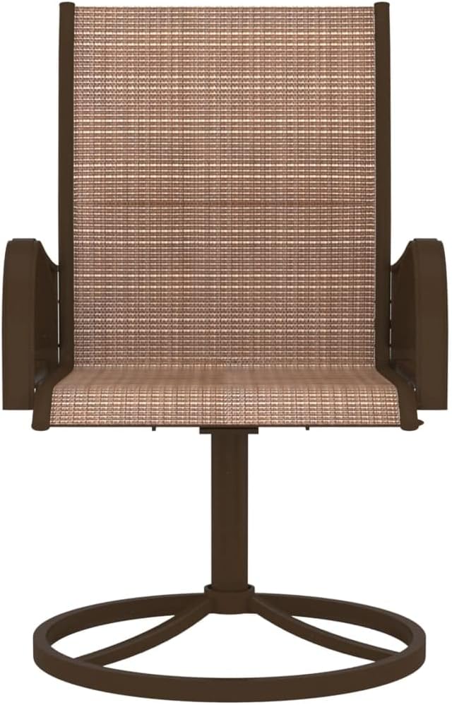 vidaXL Modern Patio Swivel Chairs - Set of 2 - Textilene and Powder-Coated Steel - Weather Resistant - Quick Drying - Brown - Assembly Required