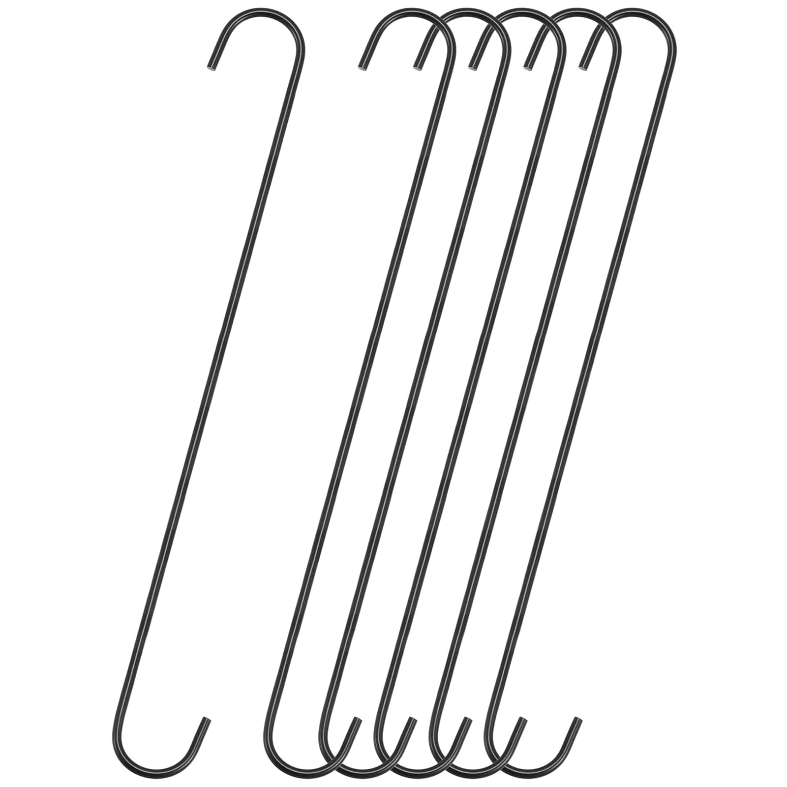 TOP-VIGOR 6Pcs S Hook, 400mm Hanging Hooks, Extra Long Non Slip Hangers