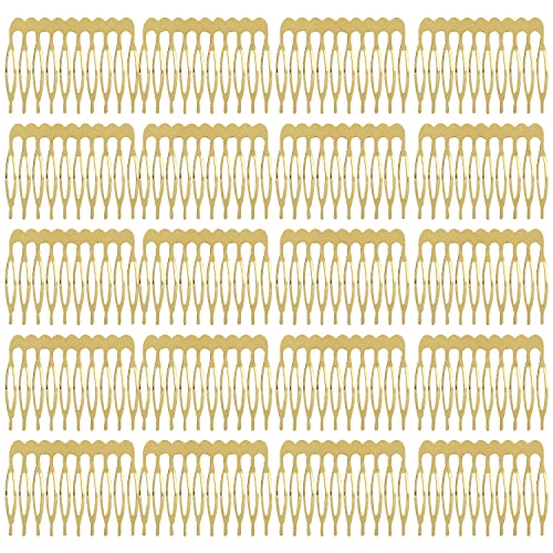 20 Stück 10 Zähne Gold Silber Metall Seite Haarkämme Blank Basteln DIY Draht Gleitkämme Hochzeit Brautschleier Kämme Dekorative Kopfbedeckung Französisch Twist Hochsteckfrisur Chignon Dutt Clips