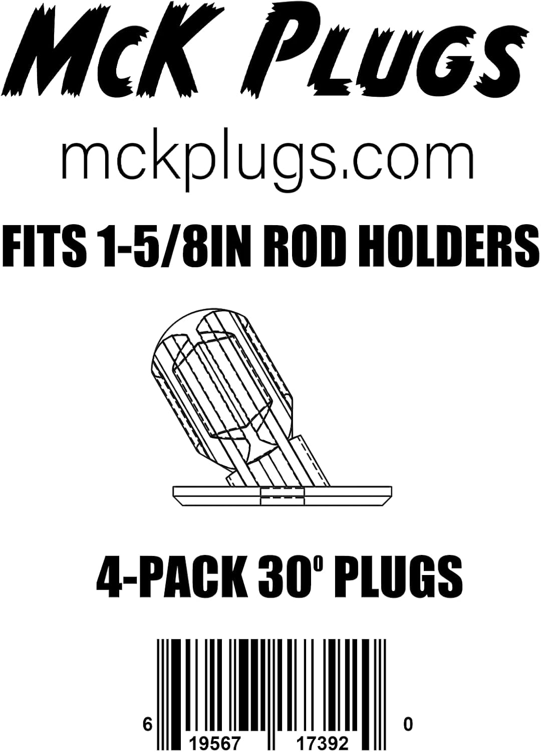 Rod Holder Plugs, White, Plastic, 1.5 x 2 Inch, Surface Mount, 4 Pack, for Boats, 0 Degree, Bilge Water Protection (30 Degree, 1-5/8 in)