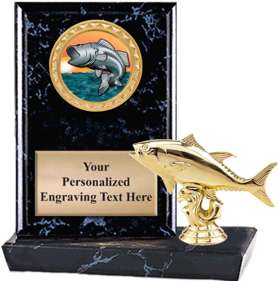Crown Awards 6"X6" Fish Tuna Plaque Award, Fishing Trophy with Custom Engraving, Prime