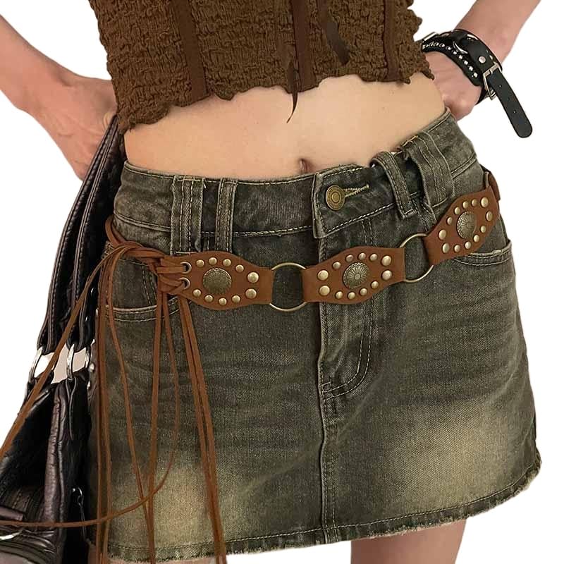 Therian Y2k Belts Belt Women Leopard Print Belts 2000s Vintage Grunge Accessories Streetwear Boho Emo