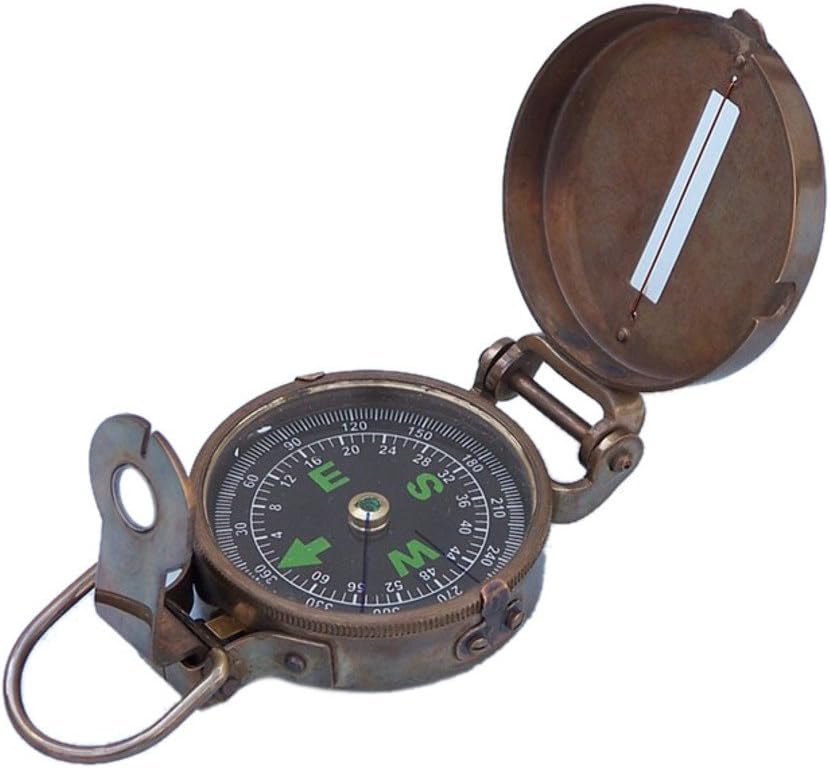 Hampton Nautical 3xglass101 Antique Brass Military 4"Vintage Hand Held Compass