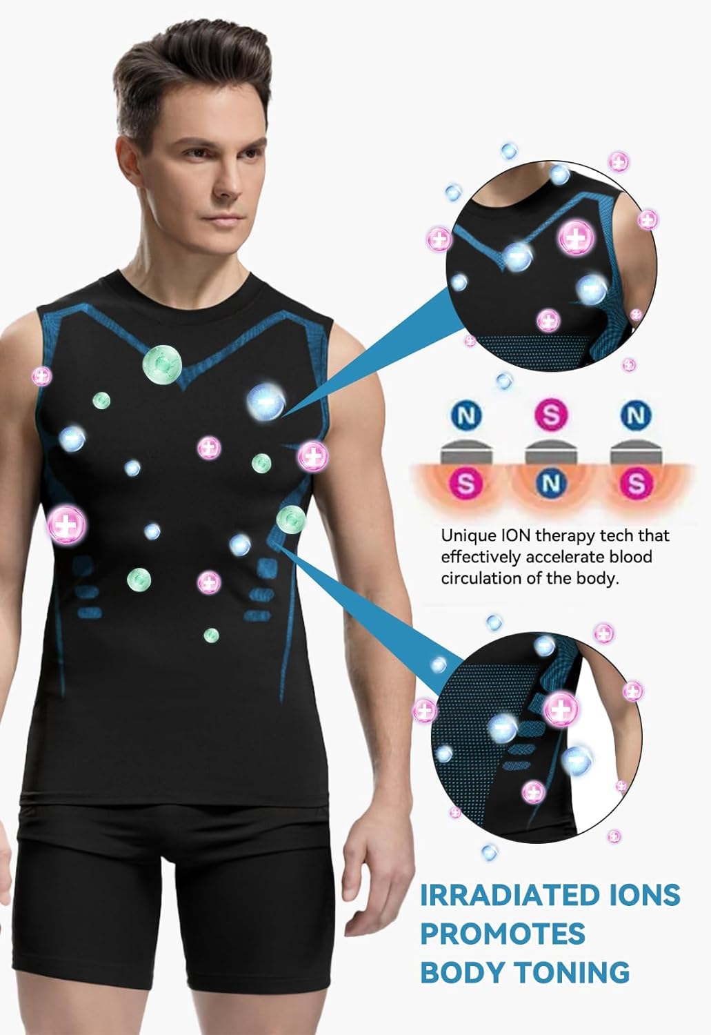 SHEKINI Men's New Version Ionic Compression Shirt Sleeveless Vest Body Shaping Tank Top Tummy Control - Image 4