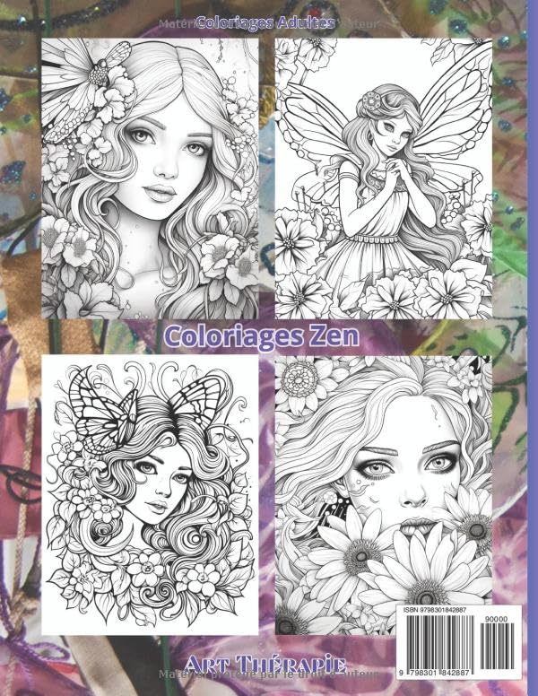 Image secondaire de Livre de Coloriage Au Pays des Fées - Portraits Fantastiques pour Adultes