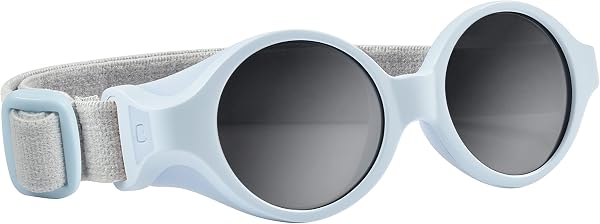BÉABA, Lunettes de soleil pour bébé 0-9 mois, Protection 100% UV - CAT 4, Protection Latérale, Confort Optimal, Bandeau élastique ajustable, Bleu perle - 1
