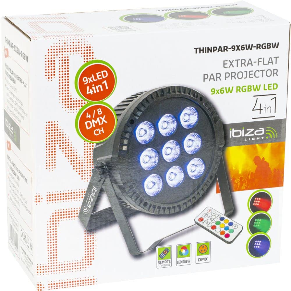 Ibiza - Projecteur Par 9 LED RGBW 6W THINPAR-9X6W-RGBW