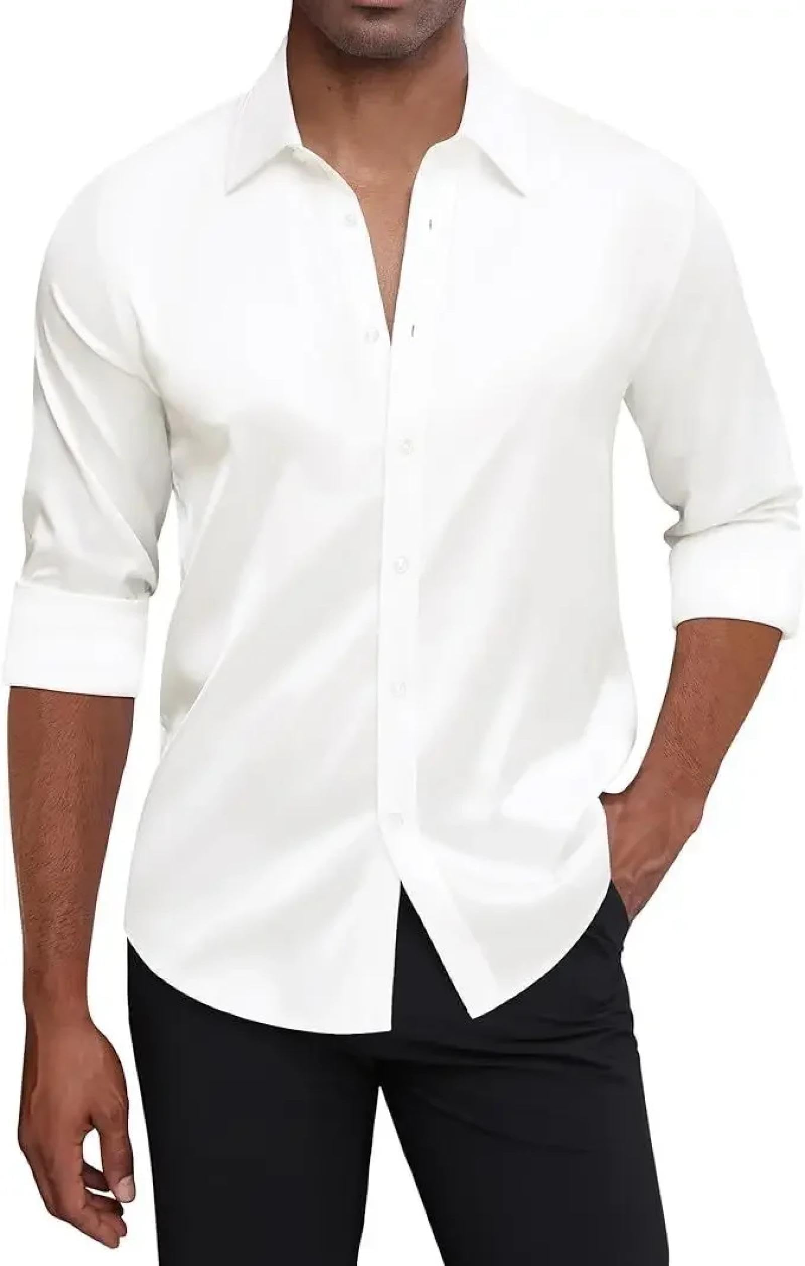 T Shirts Hemd Satin Plus Size Langarmhemd Business Herren Freizeithemd