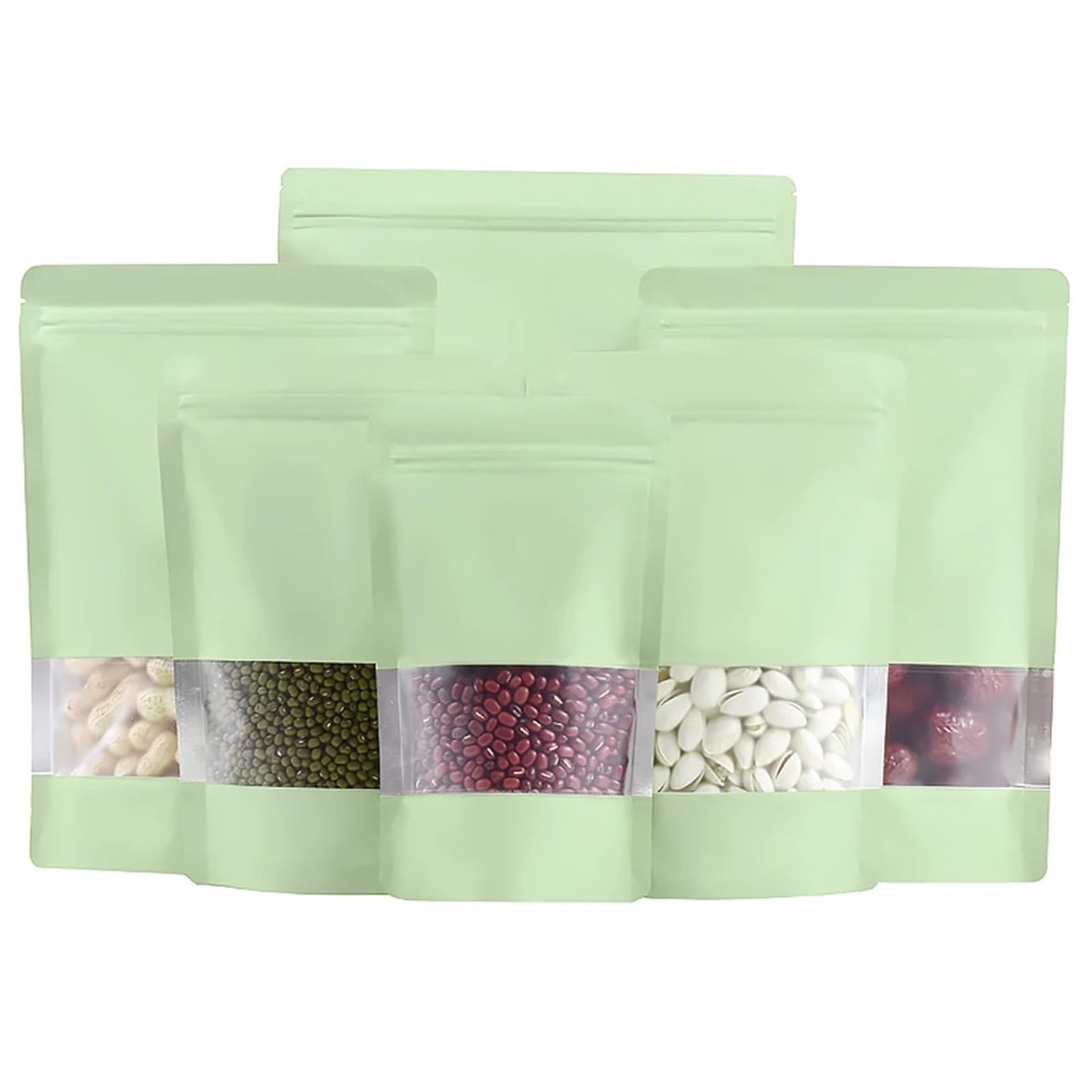 Flat Lock Bags 100Pcs Cyan Mylar Foil Zip Lock Stand Up Bag with Frosted Window Tear Notch Doypack Reusable Food Bean Nut Storage Pouches Aluminum Foil Zip Lock Mylar Bags(9x13cm)