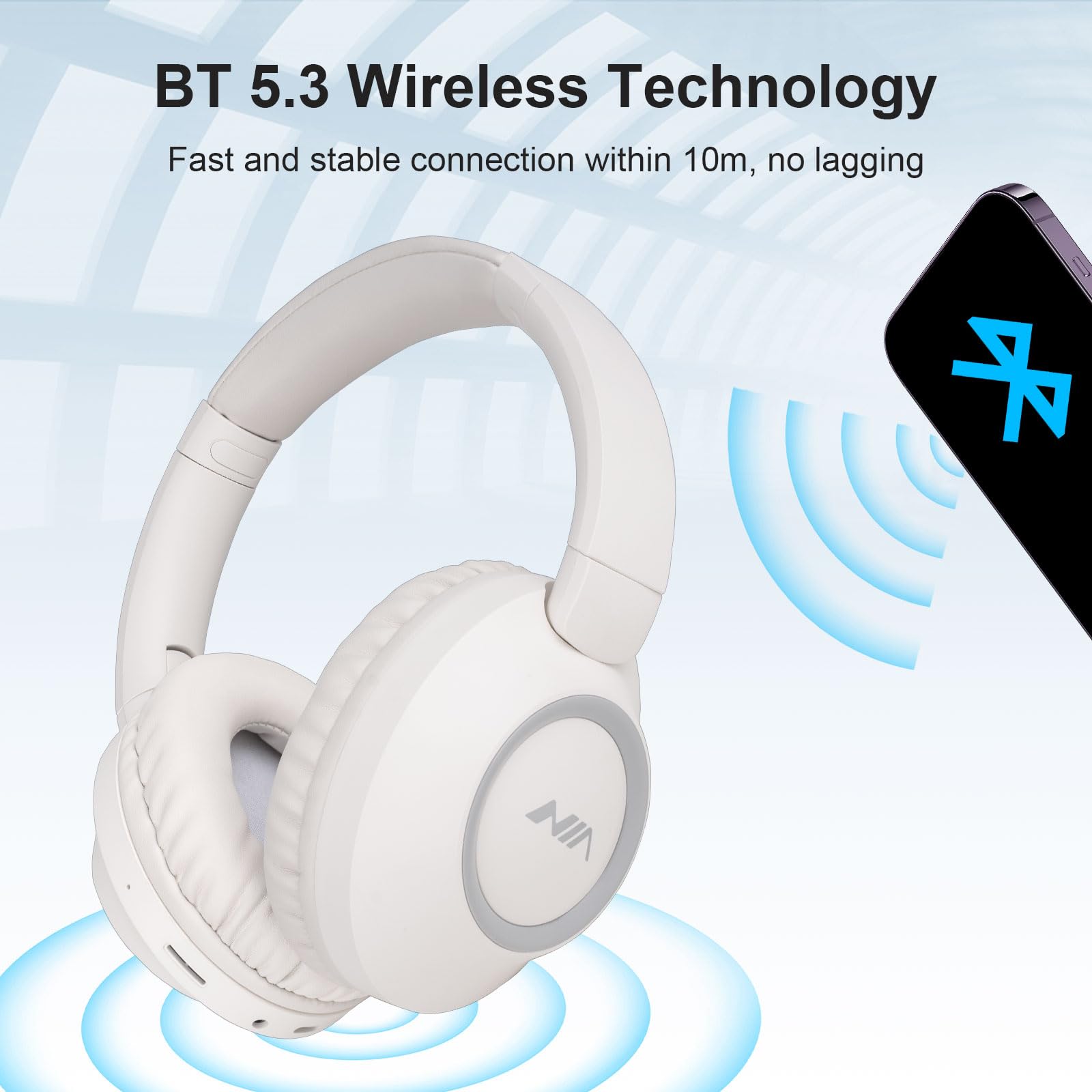 XuanGui Wireless Bluetooth Headphones Over Ear, 20H Playtime Wireless Foldable Headphones with Built-in Mic, FM Radio - Image 3